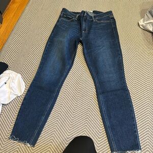 Paige jeans with distressed bottoms